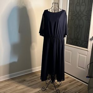 SHEIN Navy Flutter Sleeve Dress